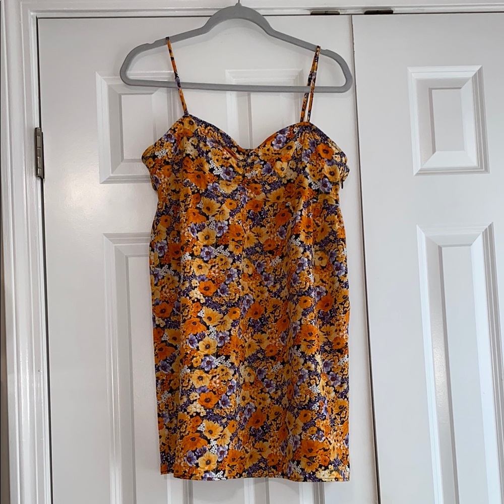 Divided Orange Spaghetti Strap Mini Dress Cocktail